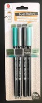 Glas penselen Glasstiften Porseleinstiften glas markers 4 verschillende kleuren  Groen, Grijs , Zwart & Mint
