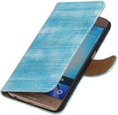 Mobieletelefoonhoesje - Samsung Galaxy S4 Hoesje Hagedis Bookstyle Turquoise