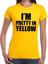 I'm pretty in yellow t-shirt geel dames L