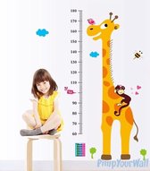Muursticker Groeimeter Giraf met Aapje