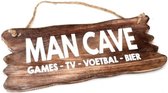 Houten Tekstplank / Tekstbord 12x30cm "Man Cave....." - Kleur Naturel
