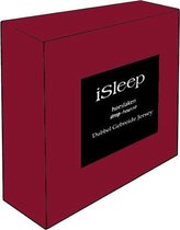 iSleep Dubbel Jersey Hoeslaken - Eenpersoons - 90/100x220 cm - Bordeaux