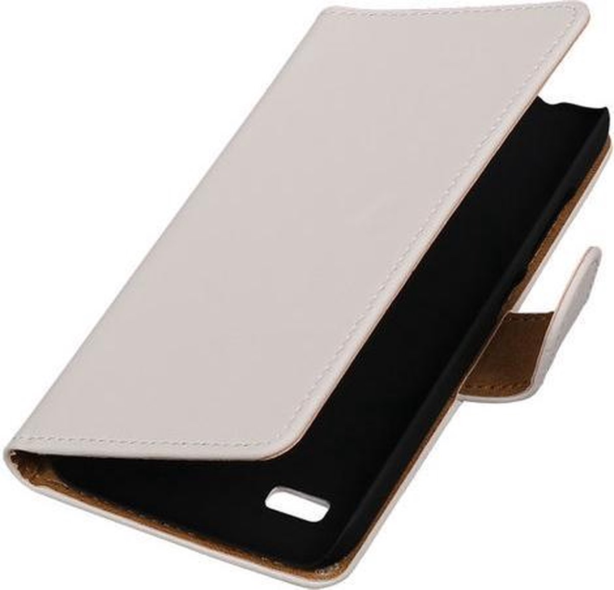 Wit Effen Booktype Samsung Galaxy Xcover 2 S7710 Wallet Cover Hoesje
