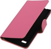 Roze Effen Booktype Samsung Galaxy Xcover 2 S7710 Wallet Cover Hoesje