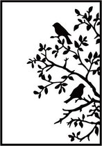 HSF017 Nellie Snellen Embossingfolder - Mal Hobby Solutions 10 x 15 cm - Vogels op Een Tak