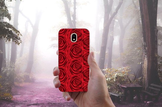 PU Silicone Etui Bumper Gel pour Samsung Galaxy J5 2017 Coque Téléphone Roses Rouges