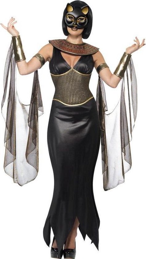 Smiffy's - Egypte Kostuum - Mytische God Bastet De Kat Egyptisch Kostuum Vrouw - zwart - Large - Carnavalskleding - Verkleedkleding