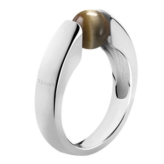 MelanO Cateye Ring - Zilverkleurig - 6mm - Maat 50 | bol.com