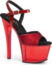 Pleaser Sandaal met enkelband, Paaldans schoenen -36 Shoes- SKY-308N Paaldans schoenen Rood