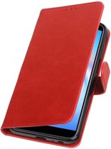 Rood Pull-Up Booktype Hoesje voor Samsung Galaxy J6 Plus