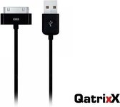 Datakabel 30-pins 1 meter Zwart voor Apple iPhone, iPod, iPad