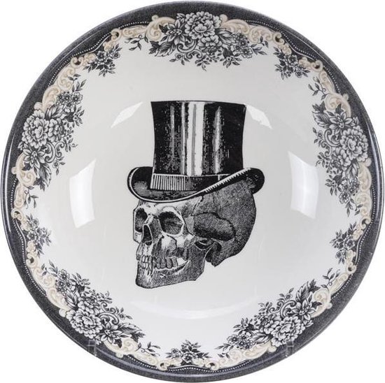 Tokyo Design Studio - Skull Design Top Hat Deep Cereal Bowl - Diepe Kom 19x5cm 700ml