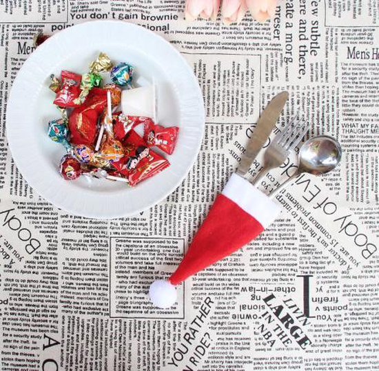 Kerst Decoratieve servies Mes Vork Set Kerst Hoed van TRYONE — afbeelding 5