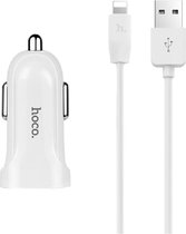 HOCO Z2A Duo-poort Auto-oplader + Lightning kabel wit 1 meter wit voor Apple iPhone