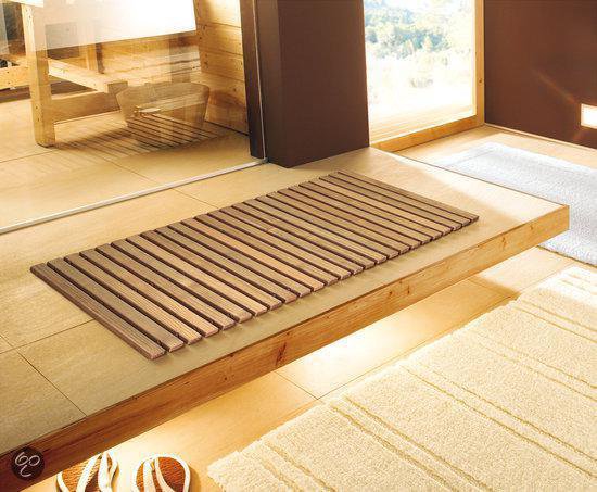 Kleine Wolke Houten badmat Woody naturel 50x 80 cm