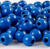 Houten kralen, d: 12 mm, gatgrootte 3 mm, blauw, 22gr, circa 40 stuk