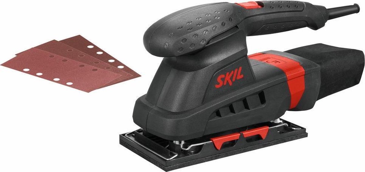 SKIL Vlakschuurmachine 160W - Schuurmachine - Schuuroppervlak 92 x 185mm - Stofafzuiging - Met Klemmen en Klithechting - Inclusief 3 Vellen Schuurpapier - Skil 7347 AA