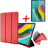 Samsung Galaxy Tab S5e Hoes + Screenprotector - Smart Book Case Siliconen Hoesje - iCall - Rood