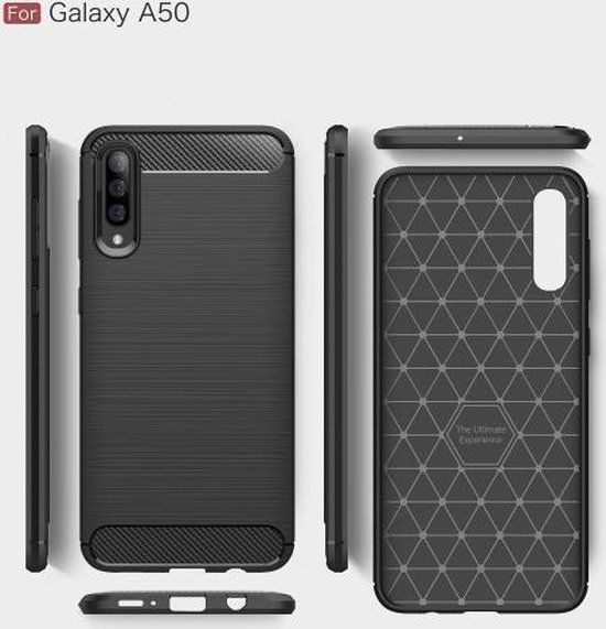 Silicone TPU gel zwart hoesje Telefoonhoesje geschikt voor Samsung Galaxy A50 / A30s met full screen glas screenprotector