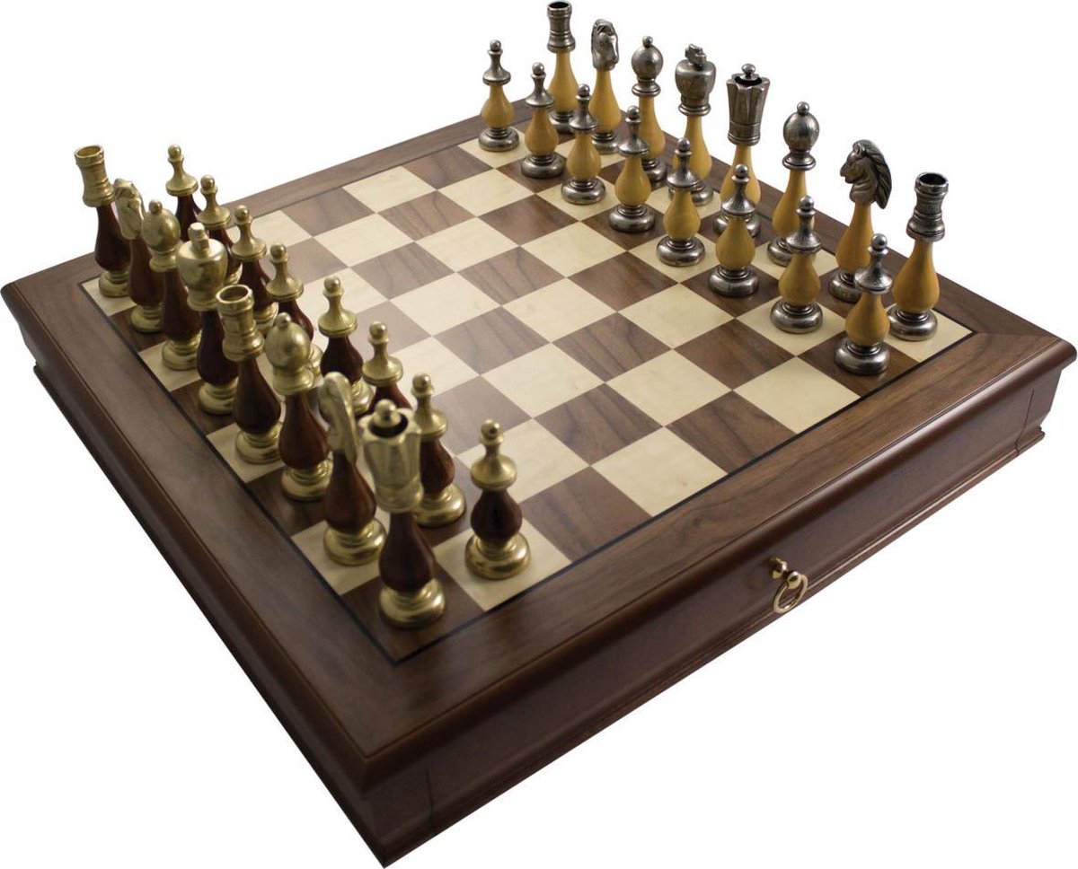 Luxe schaakset - Arabische stijl stukken klassiek hout met schaakbord  opbergbox... | bol.com