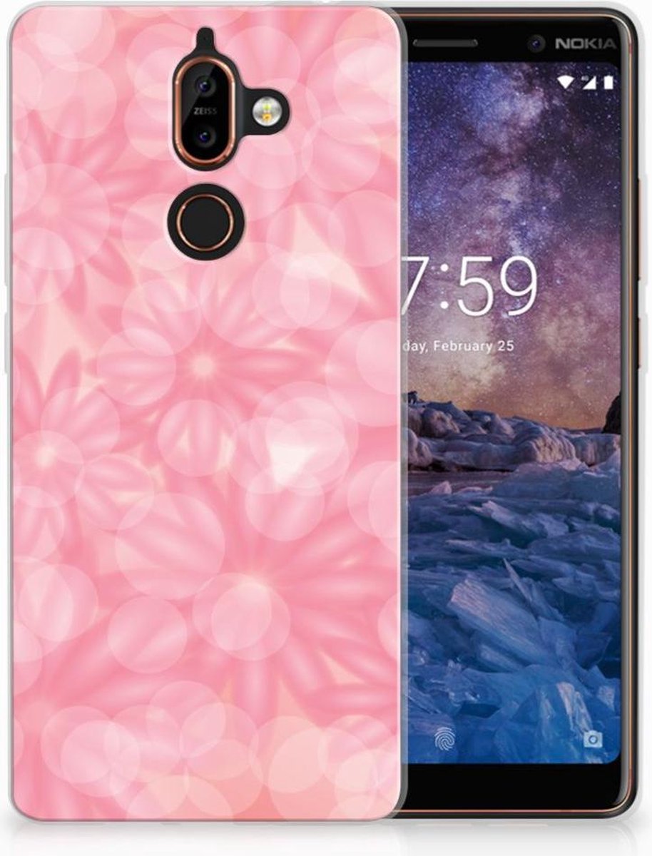 Back Cover voor Nokia 7 Plus TPU Case Spring Flowers