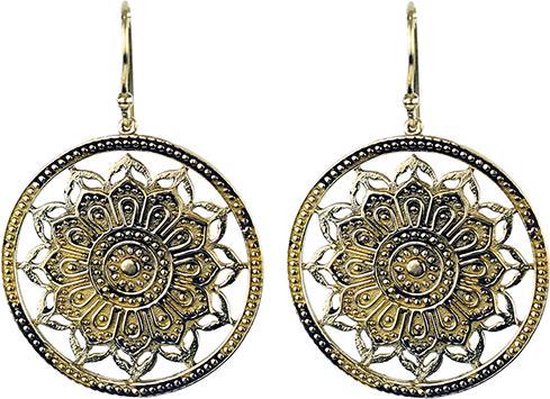 Yogi & Yogini naturals Oorbellen lotus mandala messing goudkleurig (3.5 cm)