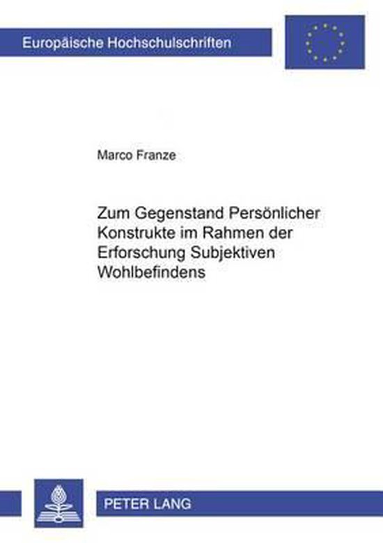 Zum Gegenstand Persoenlicher Konstrukte Im Rahmen Der Erfors ... - cover