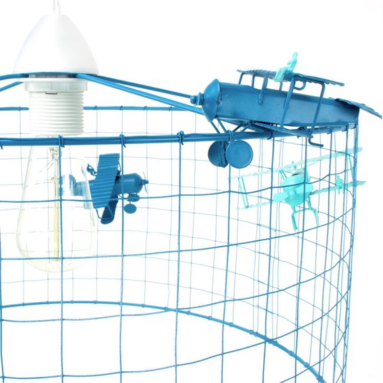 Lamp Vliegtuig-Hanglamp-Kinderkamer-Babykamer-Speelkamer-Petrol-Aqua-Ø40cm. — afbeelding 2