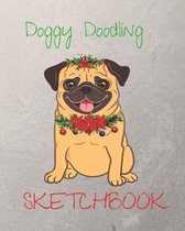 Cute Christmas Pug dog Blank Journal Notebook for Sketching or Writing