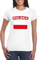 T-shirt met Poolse vlag wit dames XS