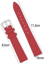 Horlogeband Leer - 10mm - Met Gladde Oppervlak + Push Pin - leer - Rood