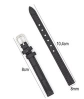 Horlogeband Leer 8mm - Croco Band + Push Pin - leer - Zwart - Sarzor