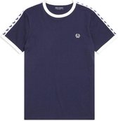 Fred Perry Taped Ringer regular fit T-shirt M6347 - korte mouw O-hals - blauw - Maat: S