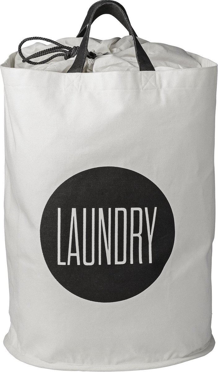 Bloomingville Laundry Wasmand - Canvas - Wit/Zwart 40 x cm | bol.com