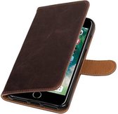Zakelijke Book Case Telefoonhoesje Geschikt voor de iPhone 7 Plus / 8 Plus - Portemonnee Hoesje - Pasjeshouder Wallet Case - Mocca