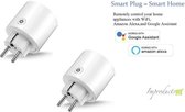 Improducts® Huismerk Intelligent stopcontact / Mini wifi stekker smart plugs maakt u huis slim en geschikt voor Google Assistant en Amazon Alexa 2x mini stekker