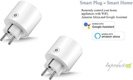 Improducts® Huismerk Intelligent stopcontact / Mini wifi stekker smart plugs maakt u huis slim en geschikt voor Google Assistant en Amazon Alexa mini stekker