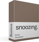 Snoozing - Flanel - Hoeslaken - Lits-jumeaux - 160x200 cm - Bruin