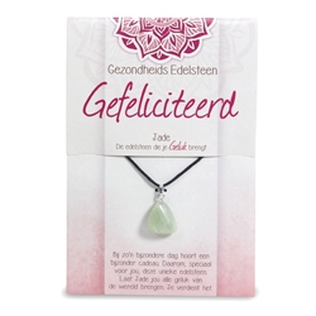 wenskaart - edelsteen ketting - Gefeliciteerd