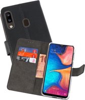 Booktype Telefoonhoesjes - Bookcase Hoesje - Wallet Case -  Geschikt voor Samsung Galaxy A20 (A205F)- Zwart