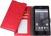Sony Xperia Z5 Luxury PU Leather Flip Case With Wallet & Stand Function Rood Red