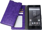 Sony Xperia M5 Luxury PU Leather Flip Case With Wallet & Stand Function Paars Purple