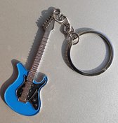 gitaar sleutelhanger blauw/zilver