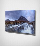 Buachaille Etive Mor Waterfall In Scotland Canvas - 60 x 40 cm - Landschap - Schilderij - Canvas - Slaapkamer - Wanddecoratie  - Slaapkamer - Foto op canvas
