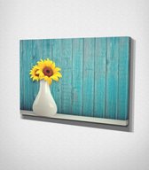 Yellow Flowers Canvas - 100 x 70 cm - Bloemen - Schilderij - Canvas - Slaapkamer - Wanddecoratie  - Slaapkamer - Foto op canvas
