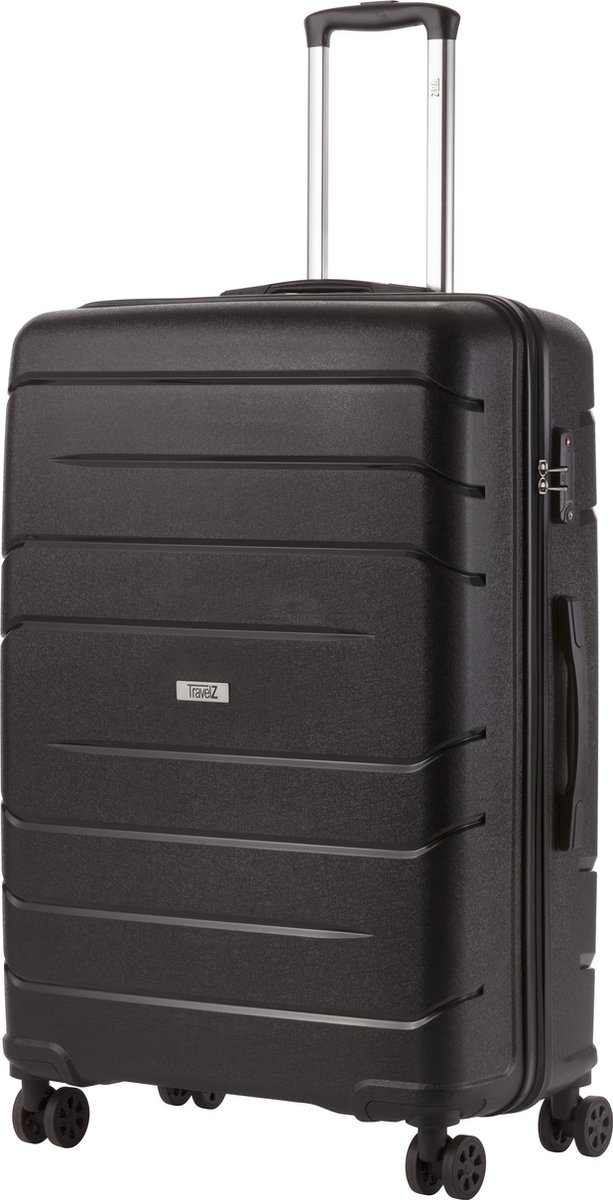 TravelZ Big Bars Reiskoffer - 78cm Koffer met TSA-slot - Dubbele wielen - Zwart