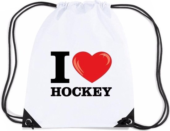 Nylon I love hockey rugzak/ sporttas wit met rijgkoord