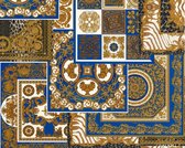 DIERENPRINT MET KLASSIEK BAROK BEHANG - Blauw Wit Goud - AS Creation Versace 4