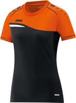 Jako Competition 2.0 T-Shirt Dames Zwart-Neon Oranje Maat 42