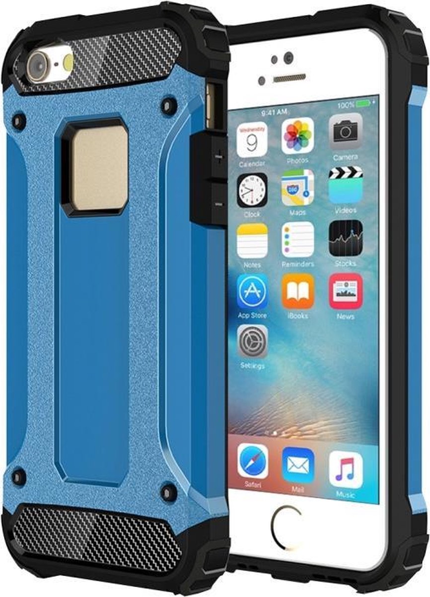 iPhone SE - 5 - 5S - Super Sterke Armor-Case Bescherm-Cover Hoes Blauw